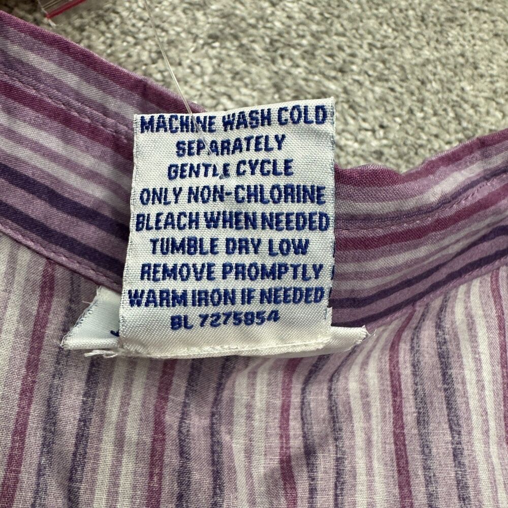 Blair Button Down Shirt Blouse Women Large Purple Striped 3/4 Sleeve Casual NWOT - Picture 6 of 12